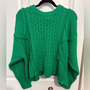 &merci Bright Green Cable Knit Sweater